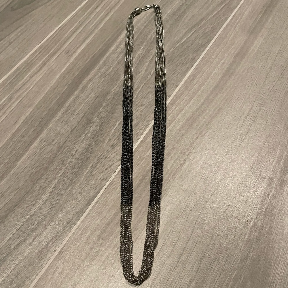 Silver & Black Layered Chain Necklace